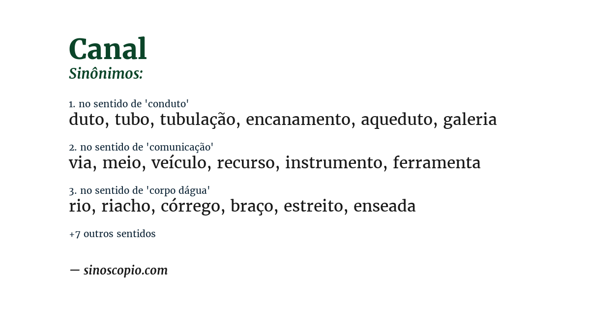 Sinônimo de canal
