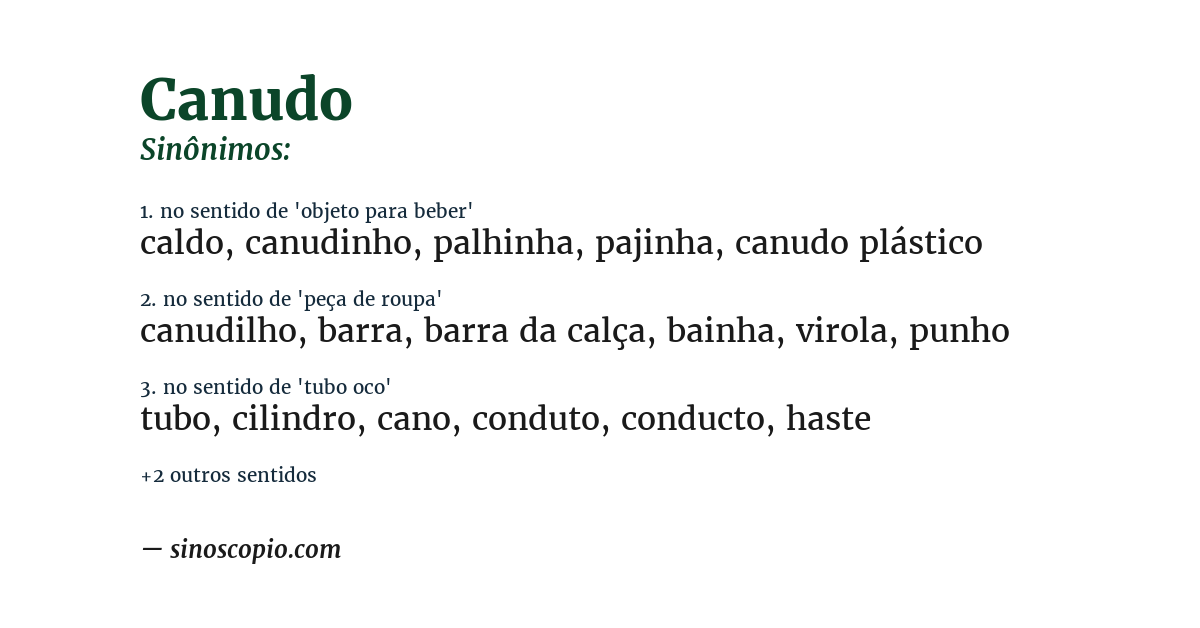 Sinônimo de canudo