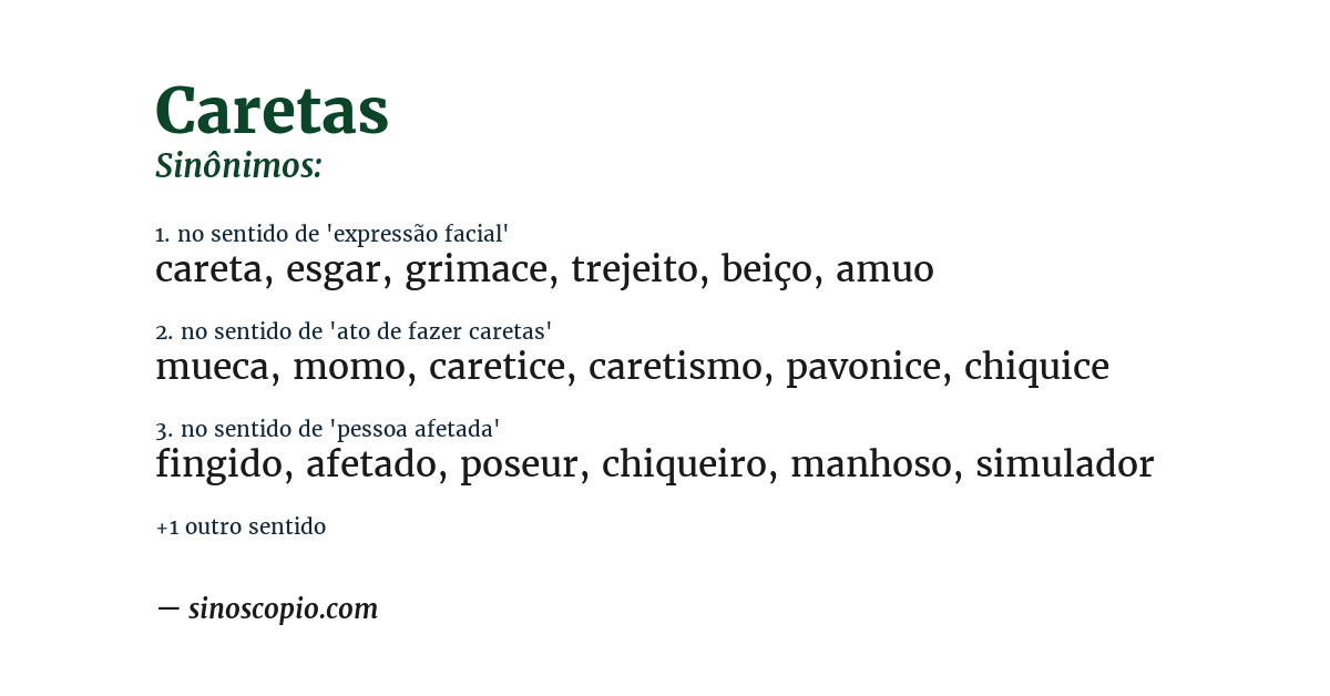 Sinônimo de caretas
