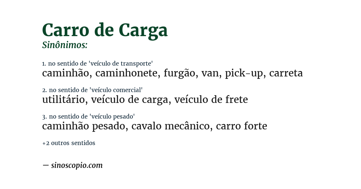 Sinônimo de carro de carga