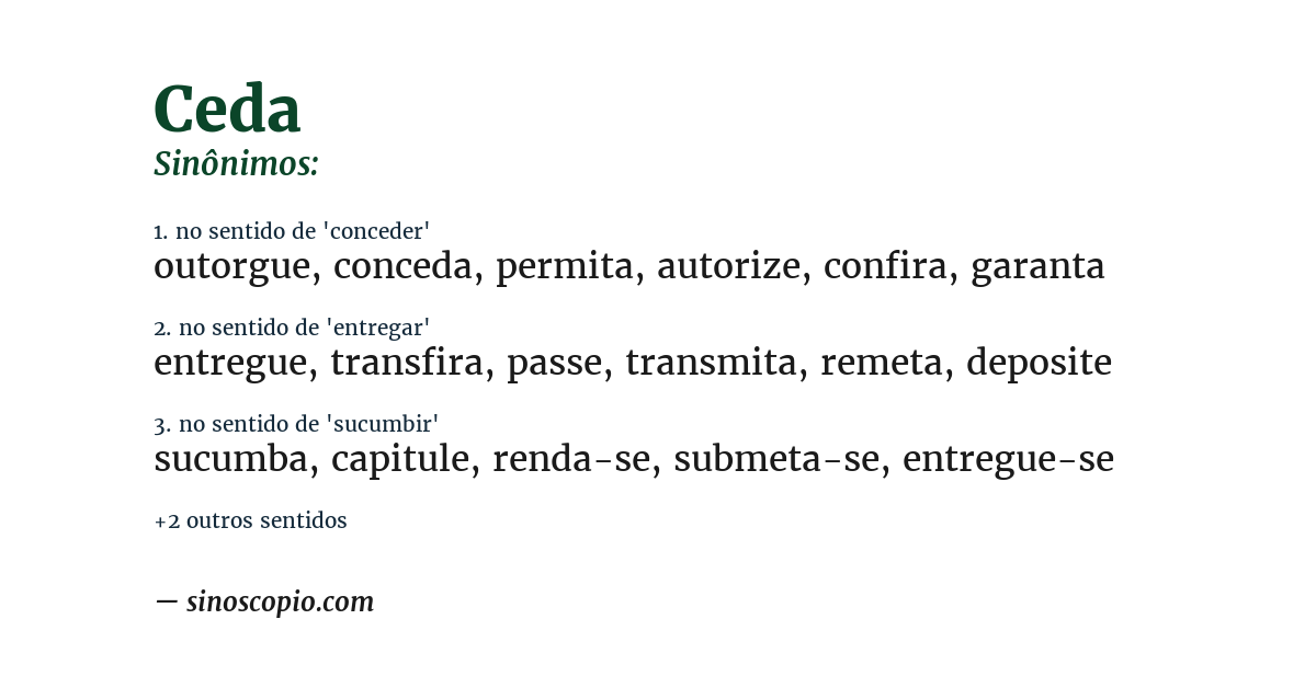Sinônimo de ceda