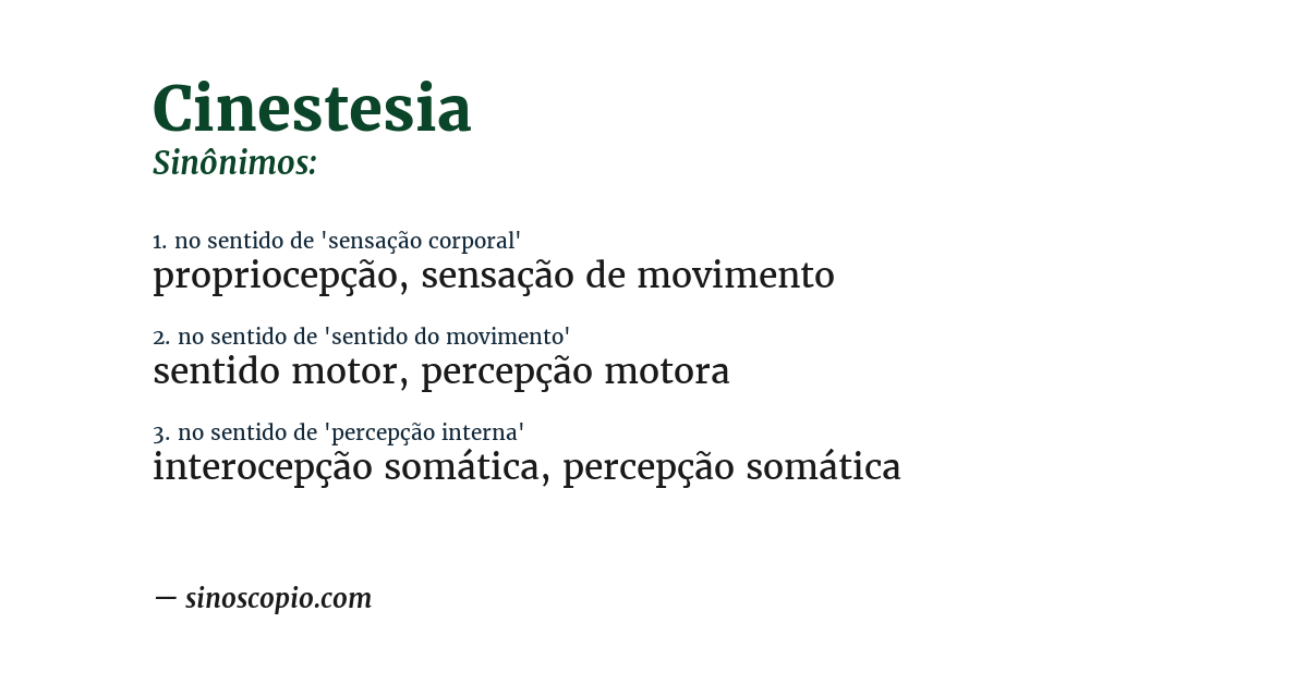 Sinônimo de cinestesia