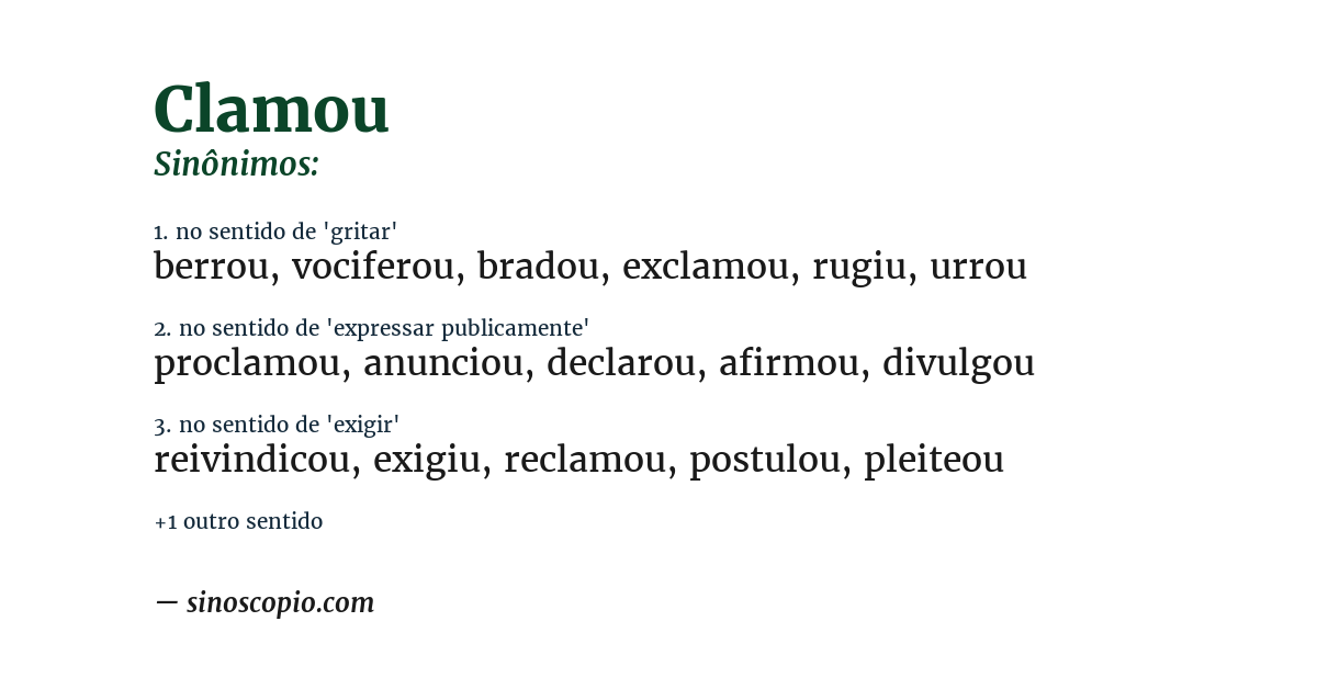 Sinônimo de clamou