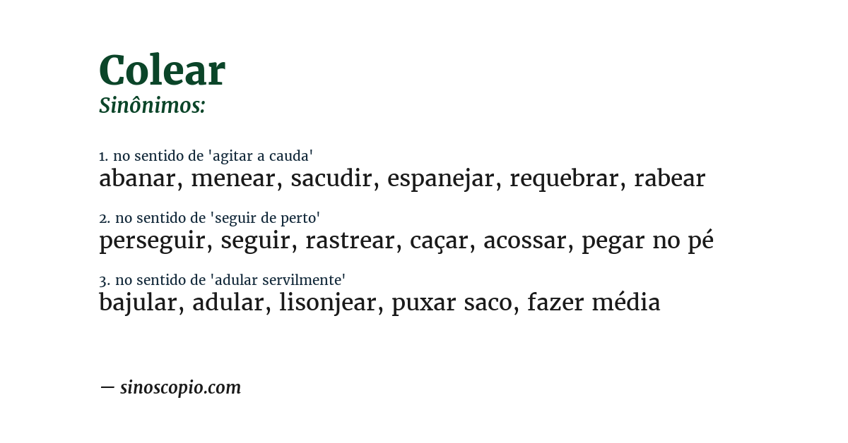 Sinônimo de colear