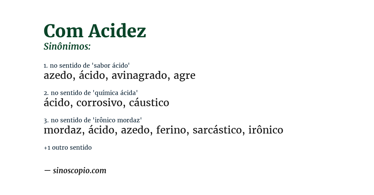 Sinônimo de com acidez