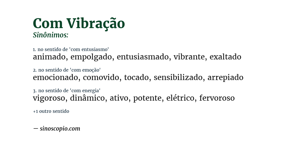 Sinônimo de com vibração