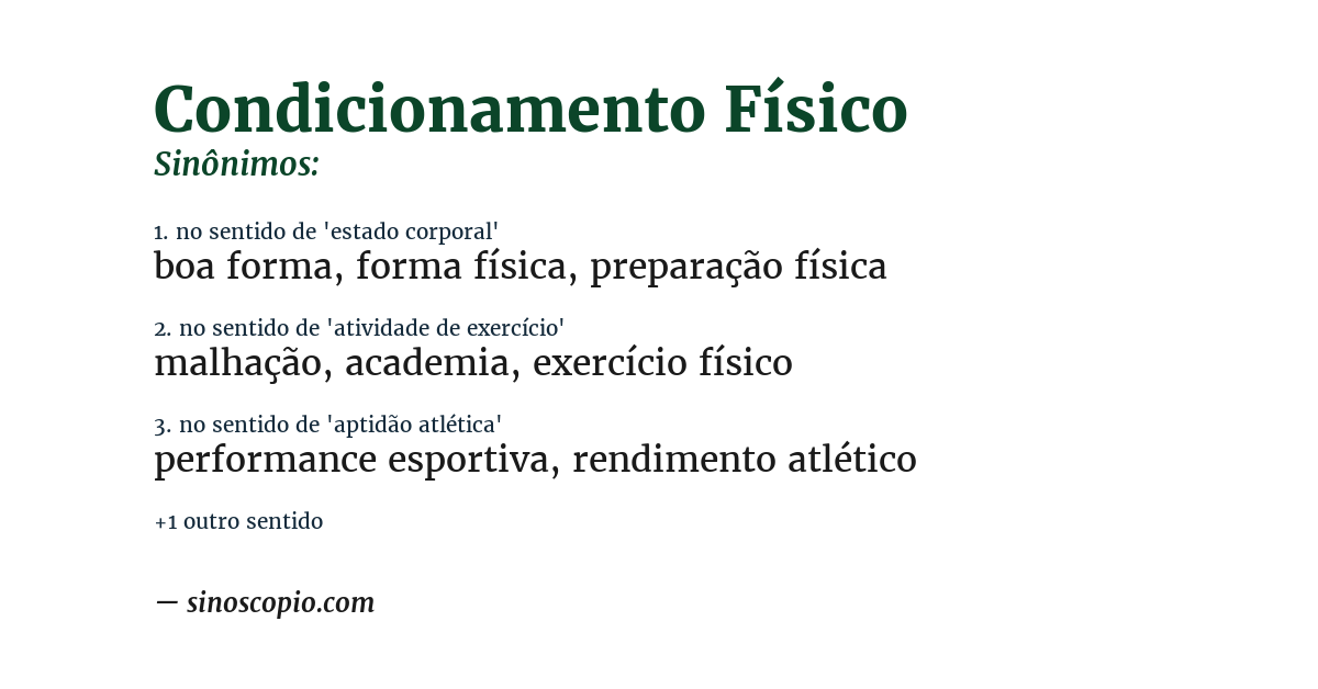 Sinônimo de condicionamento físico