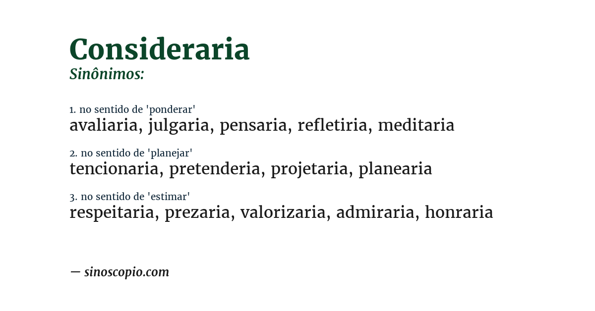 Sinônimo de consideraria