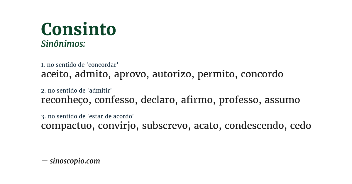 Sinônimo de consinto