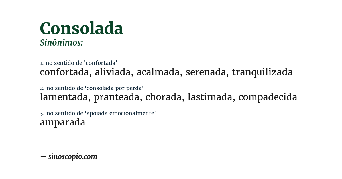 Sinônimo de consolada