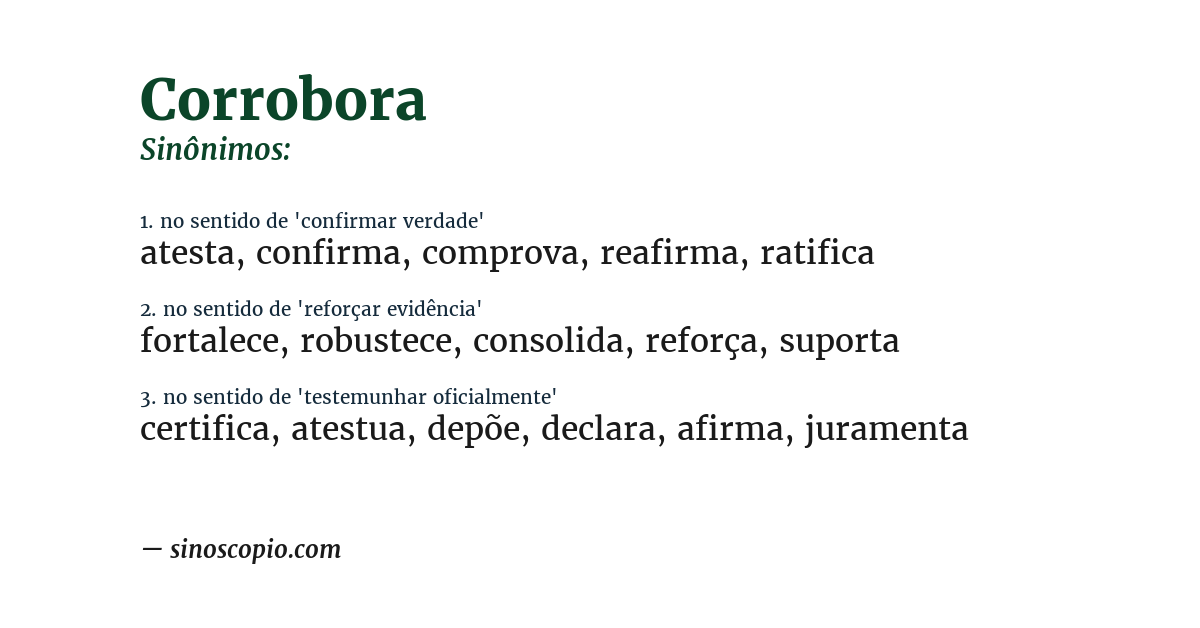 Sinônimo de corrobora