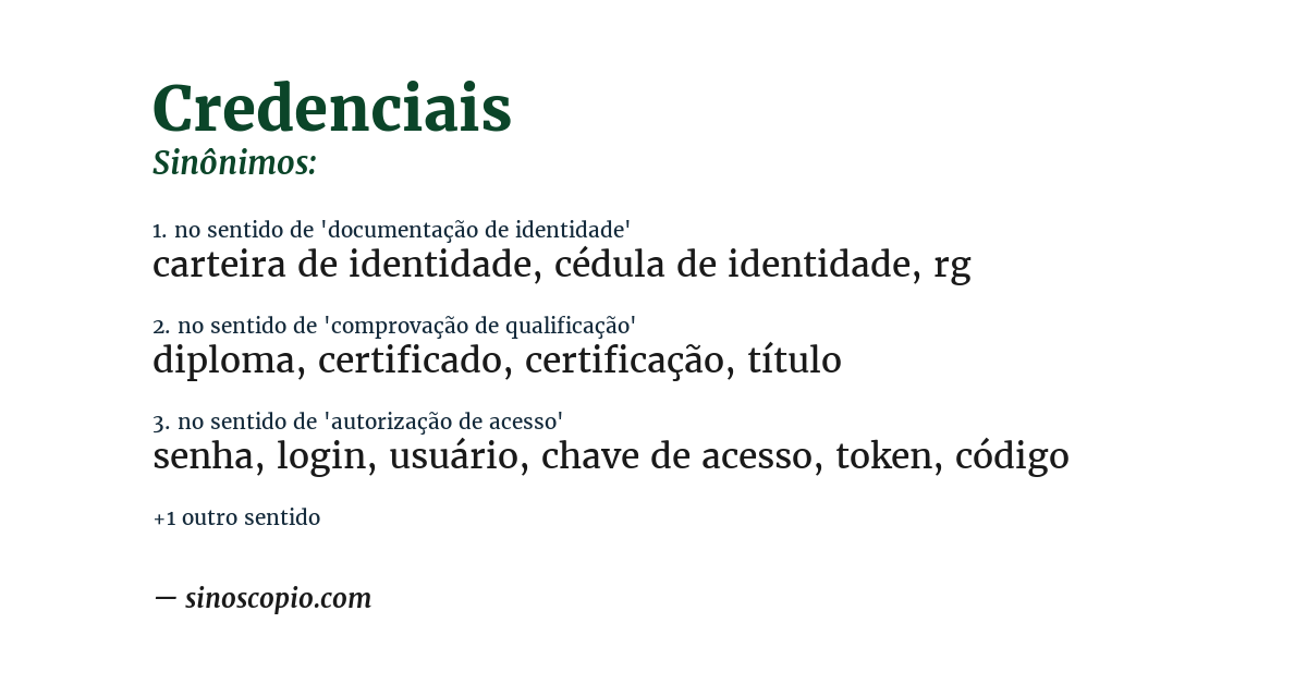 Sinônimo de credenciais