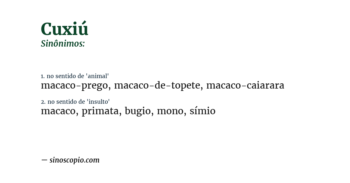 Sinônimo de cuxiú