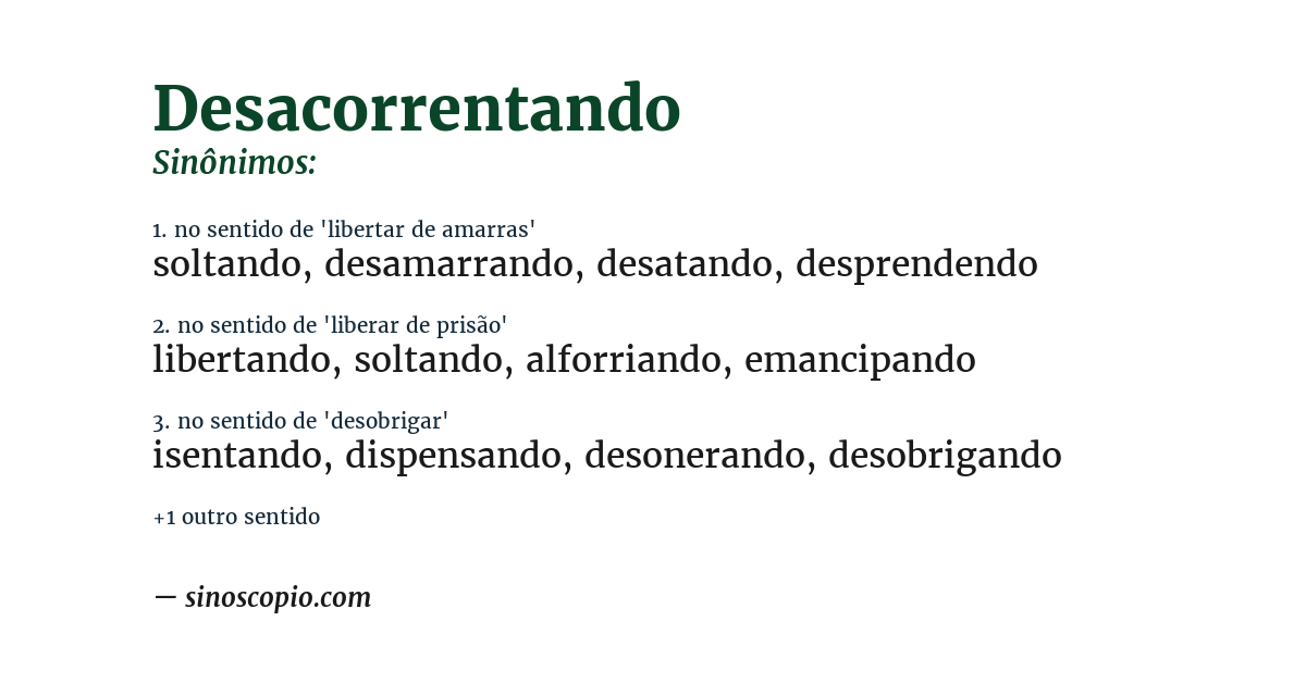 Sinônimo de desacorrentando