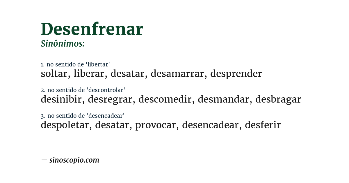 Sinônimo de desenfrenar