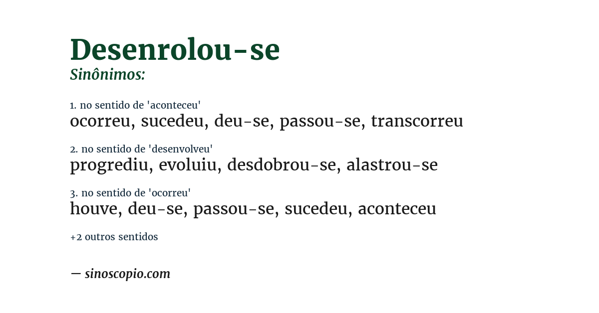 Sinônimo de desenrolou-se