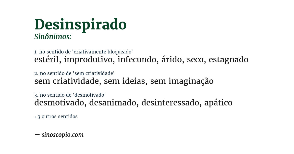 Sinônimo de desinspirado