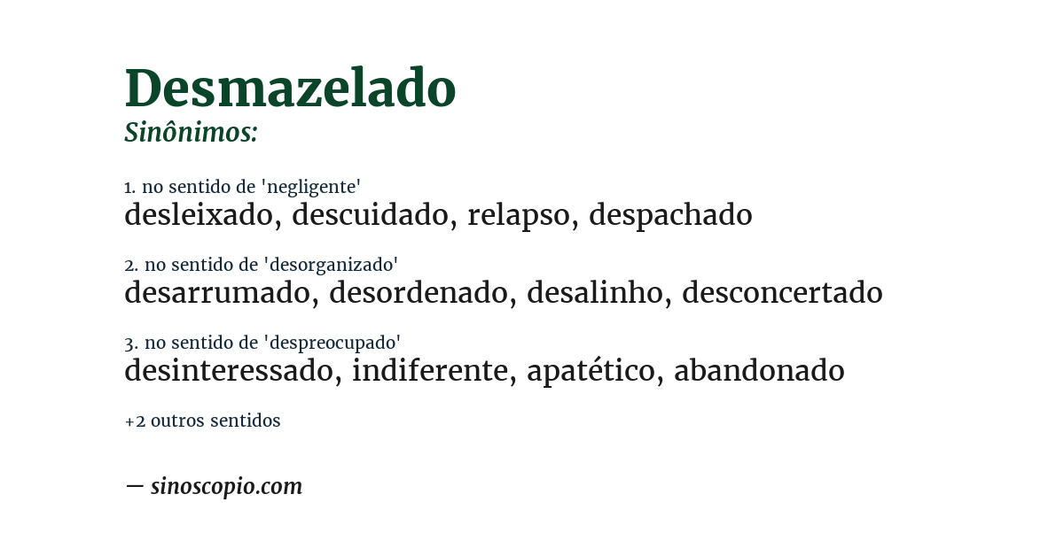 Sinônimo de desmazelado