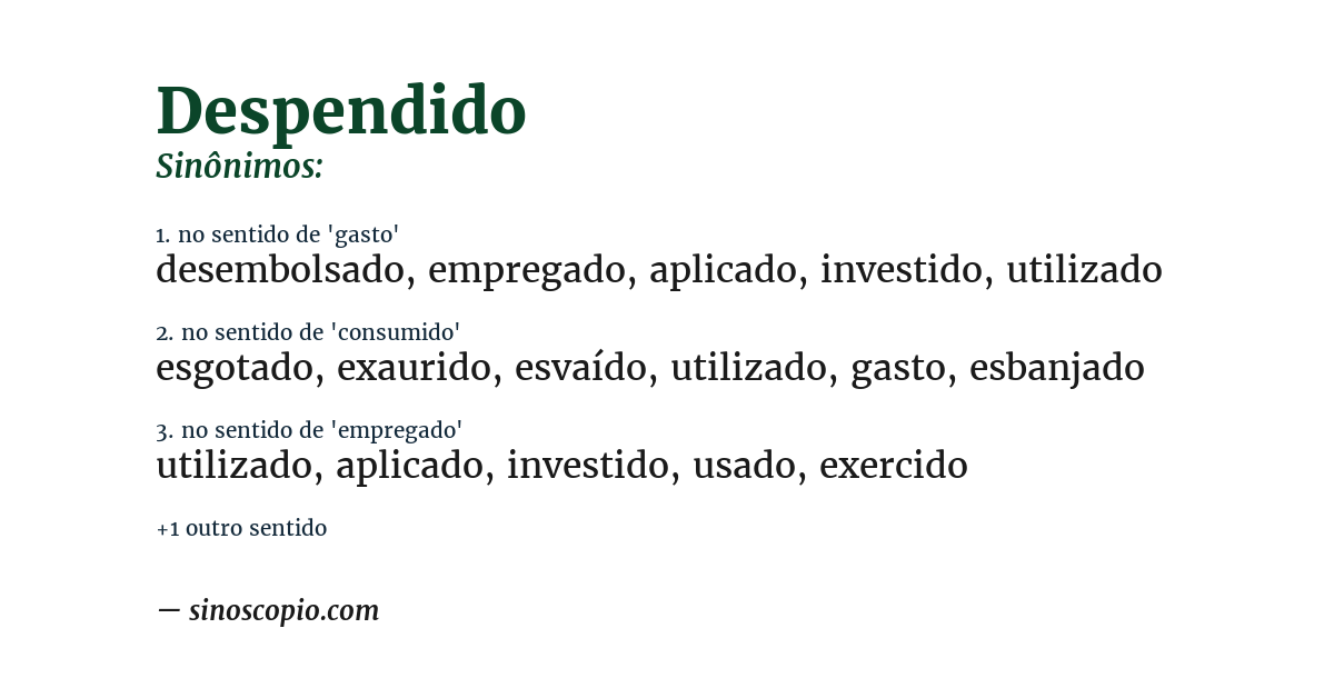 Sinônimo de despendido