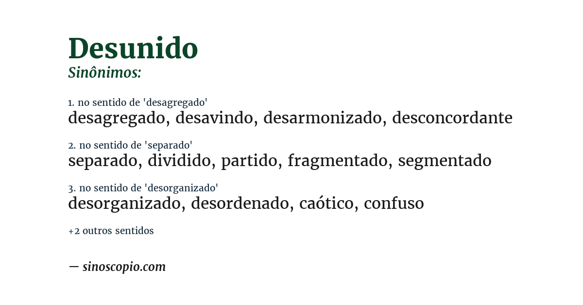 Sinônimo de desunido