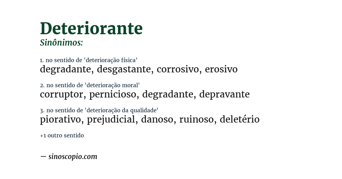 Sinônimo de deteriorante