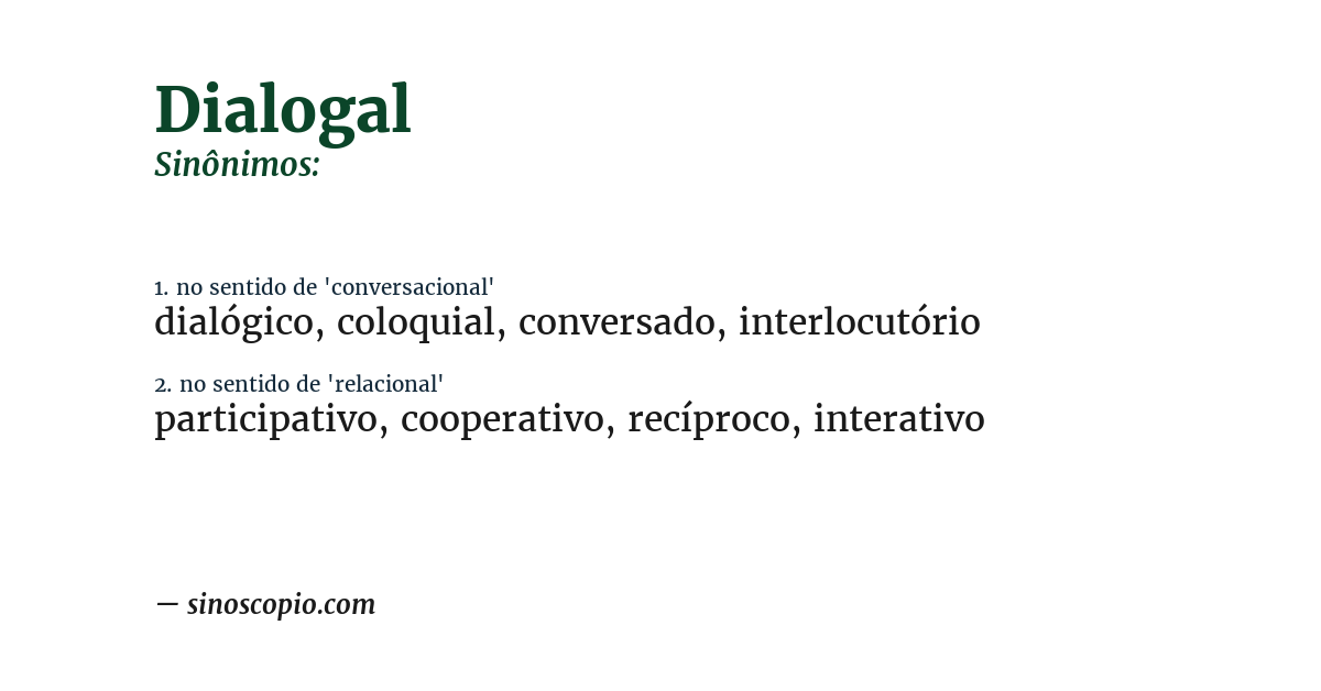 Sinônimo de dialogal