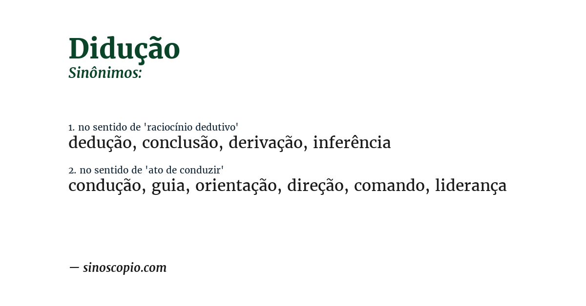 Sinônimo de didução