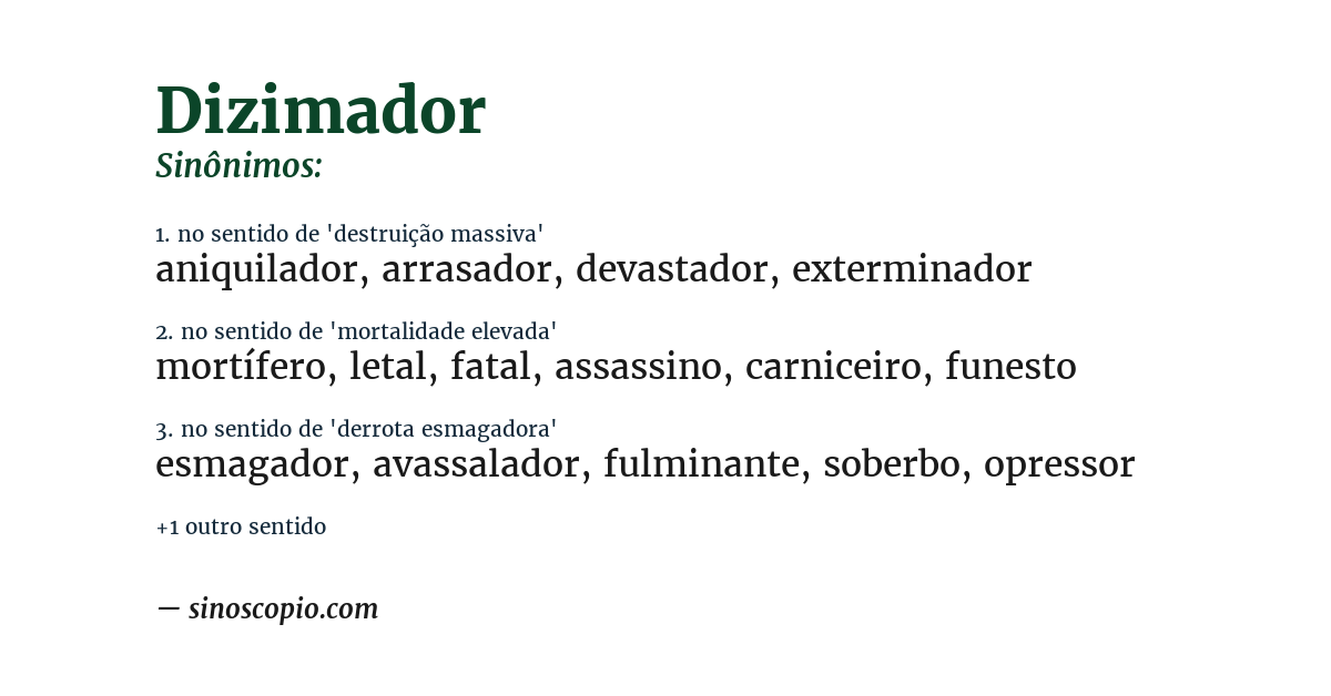 Sinônimo de dizimador