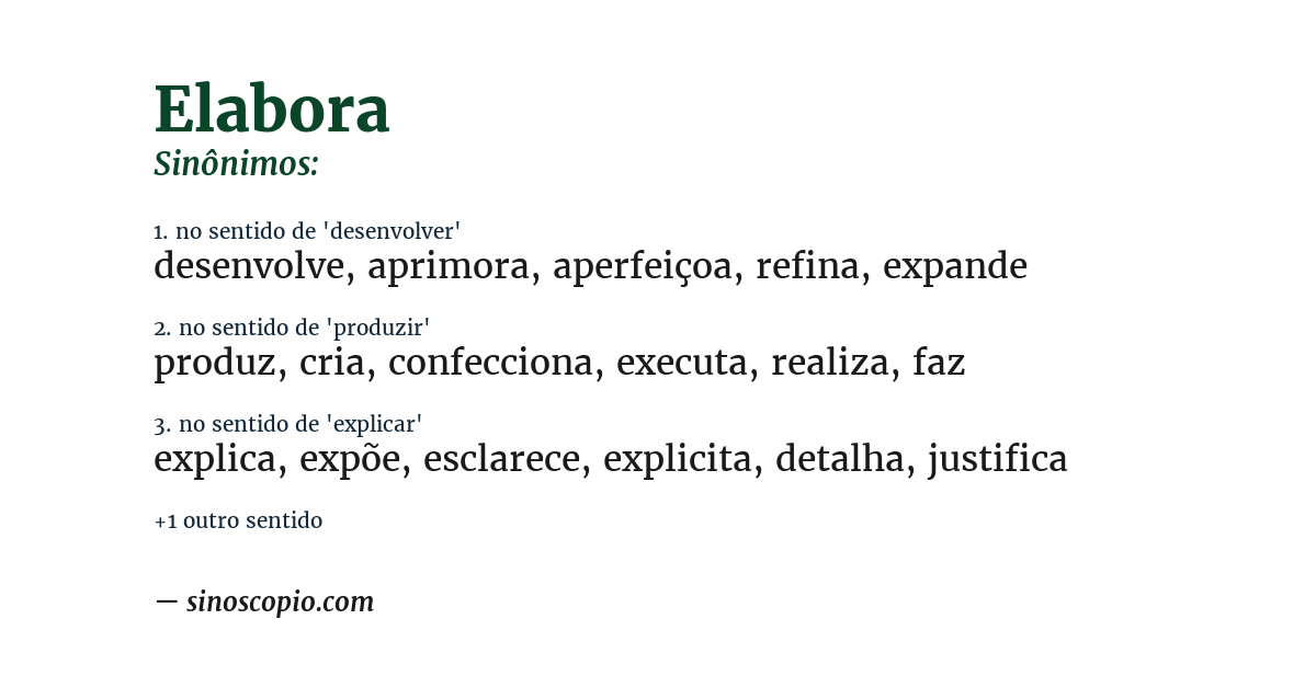 Sinônimo de elabora