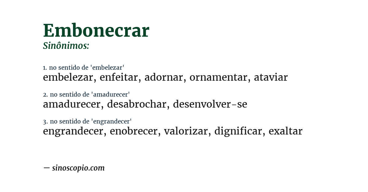 Sinônimo de embonecrar