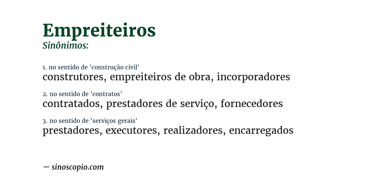 Sinônimo de empreiteiros