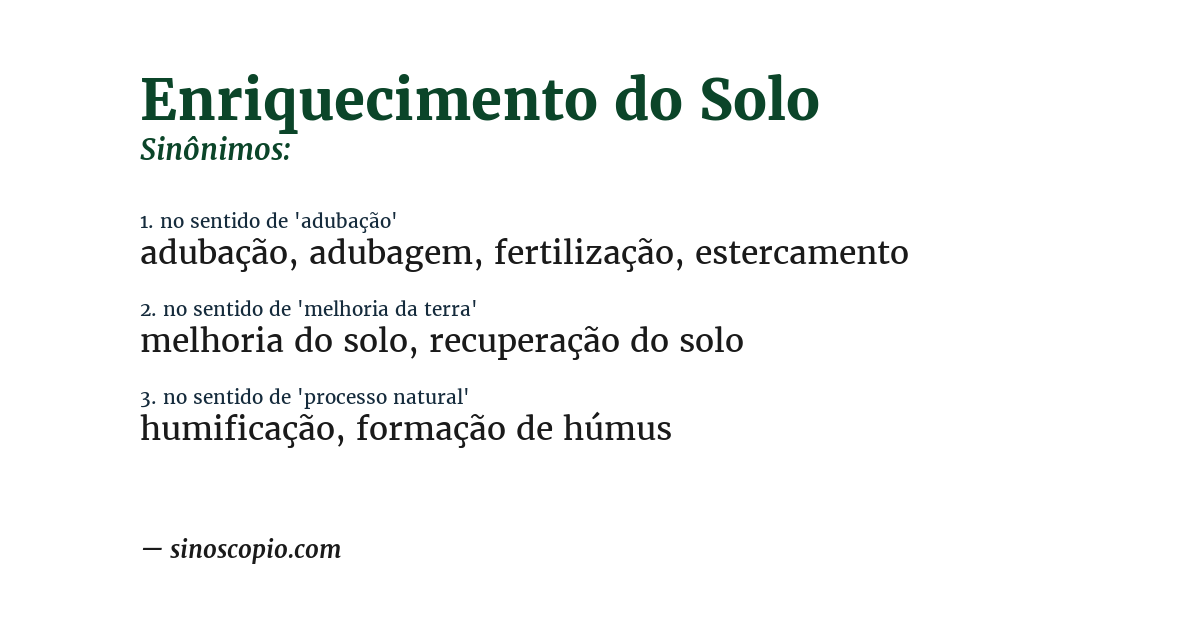 Sinônimo de enriquecimento do solo