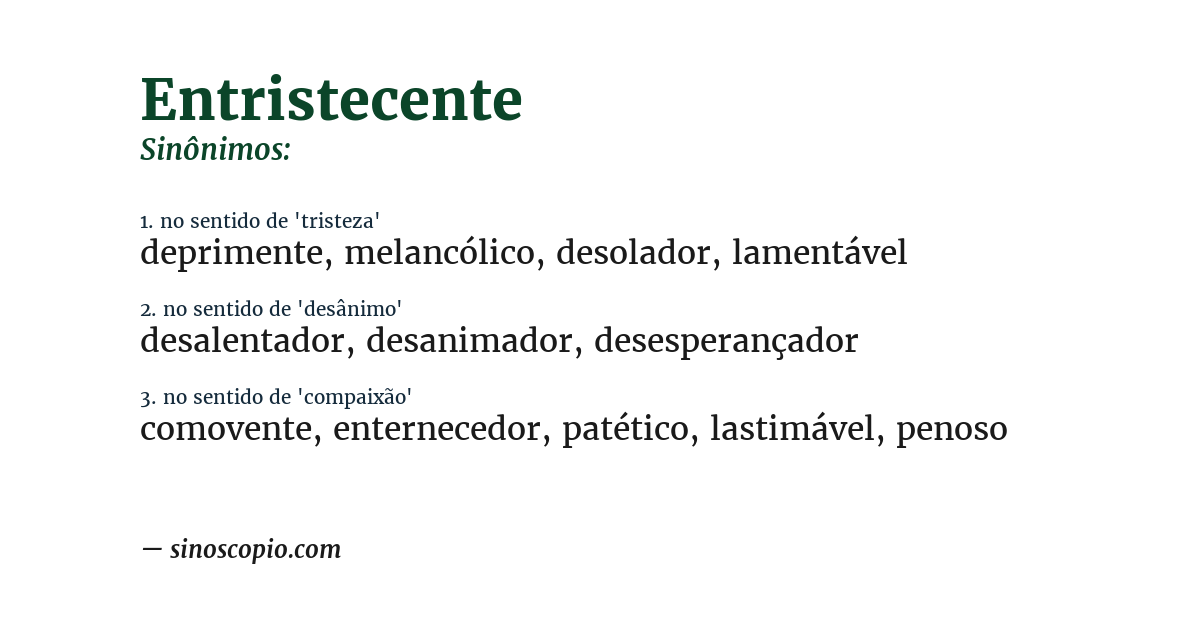 Sinônimo de entristecente