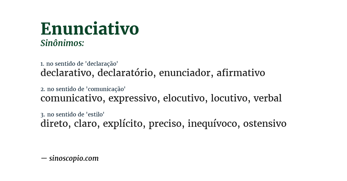 Sinônimo de enunciativo