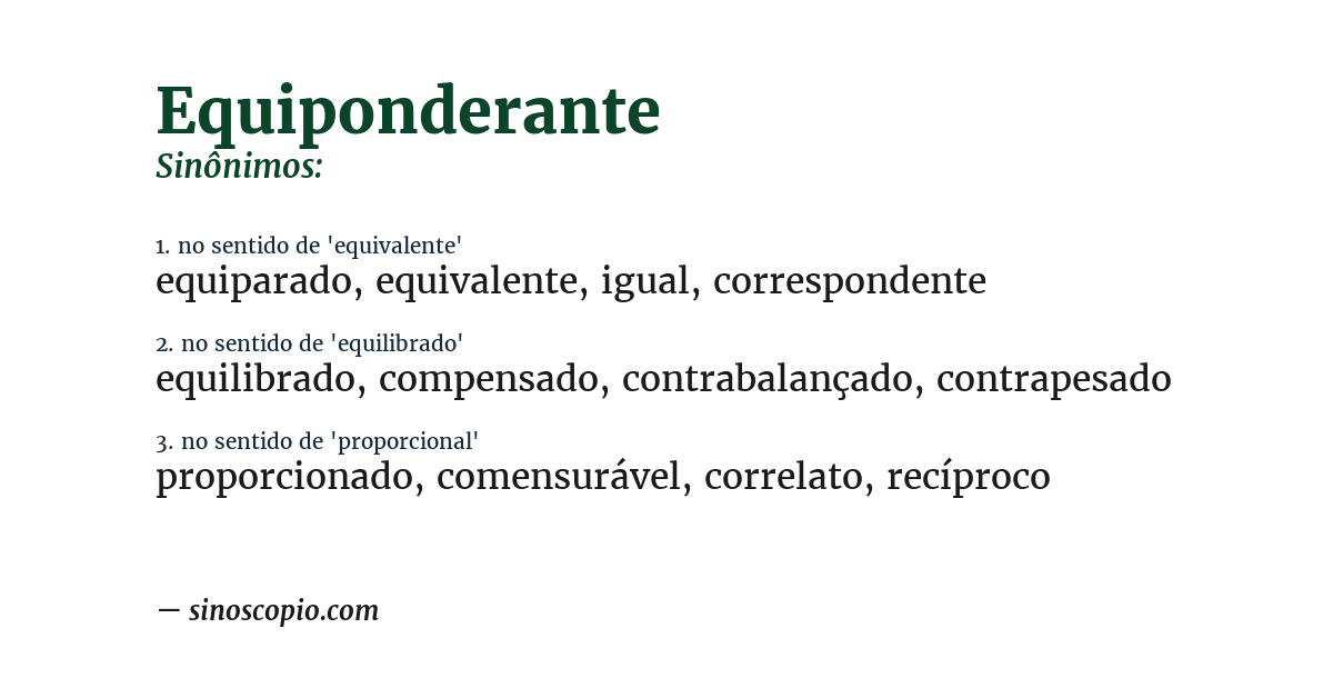 Sinônimo de equiponderante