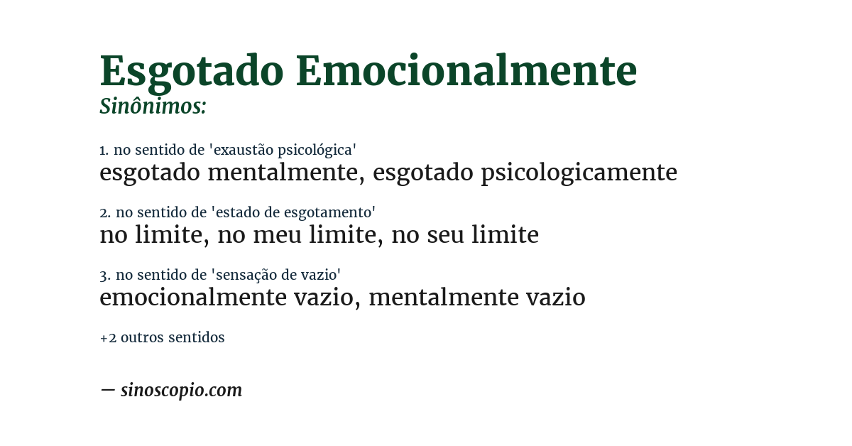 Sinônimo de esgotado emocionalmente