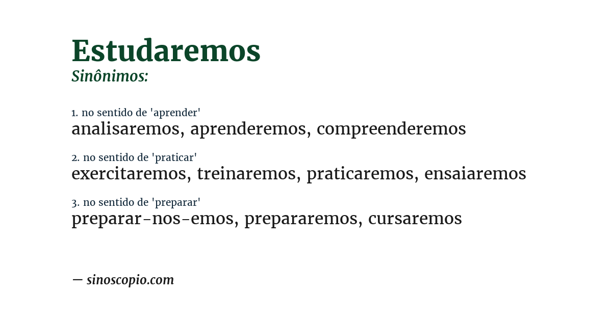 Sinônimo de estudaremos