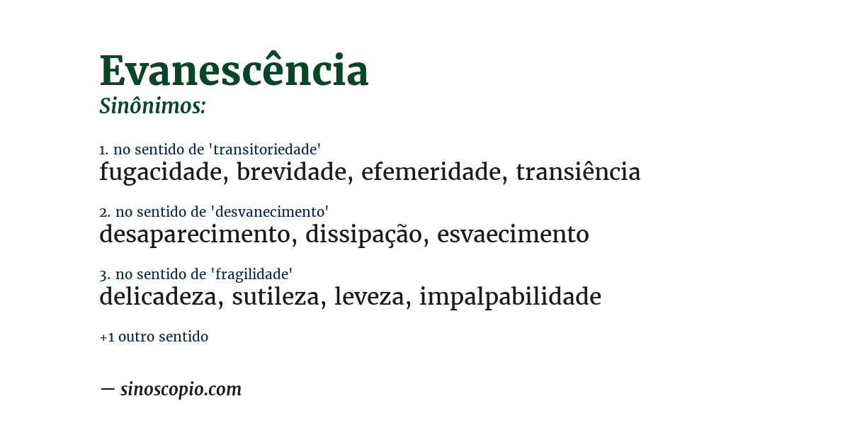 Sinônimo de evanescência