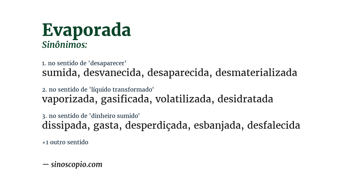 Sinônimo de evaporada
