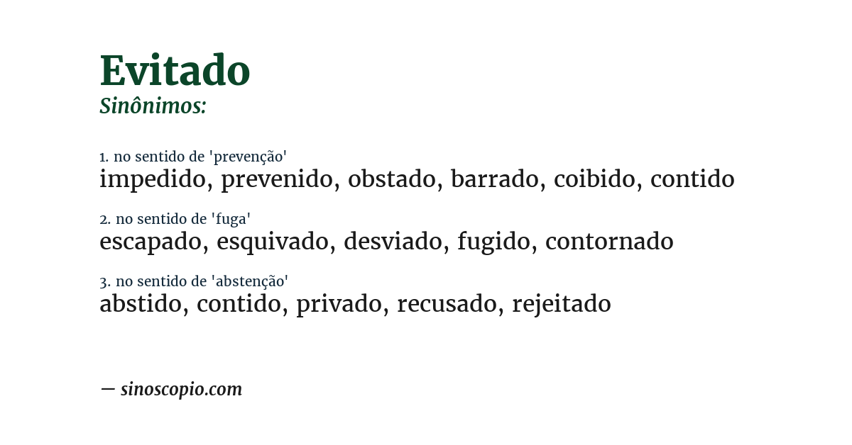 Sinônimo de evitado