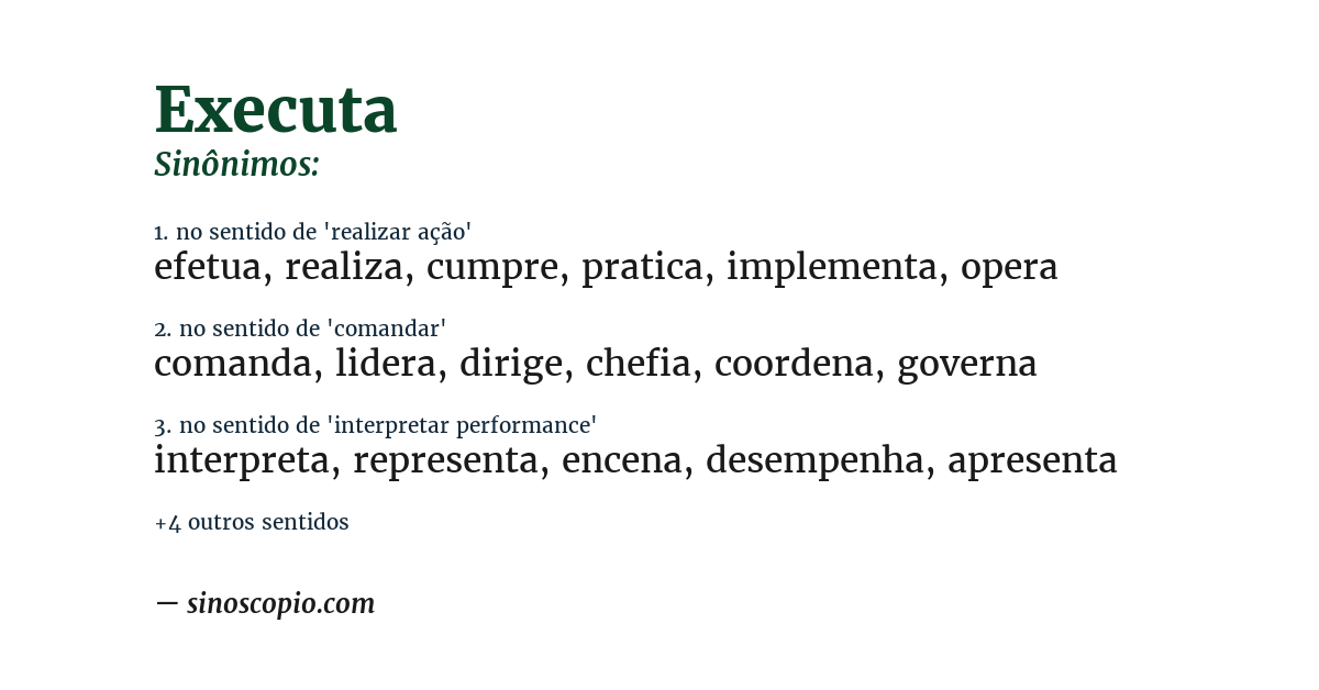Sinônimo de executa
