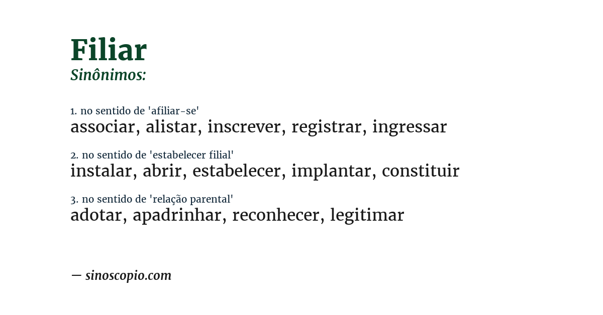 Sinônimo de filiar