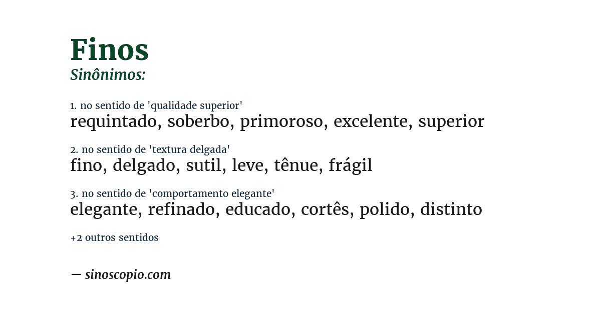 Sinônimo de finos