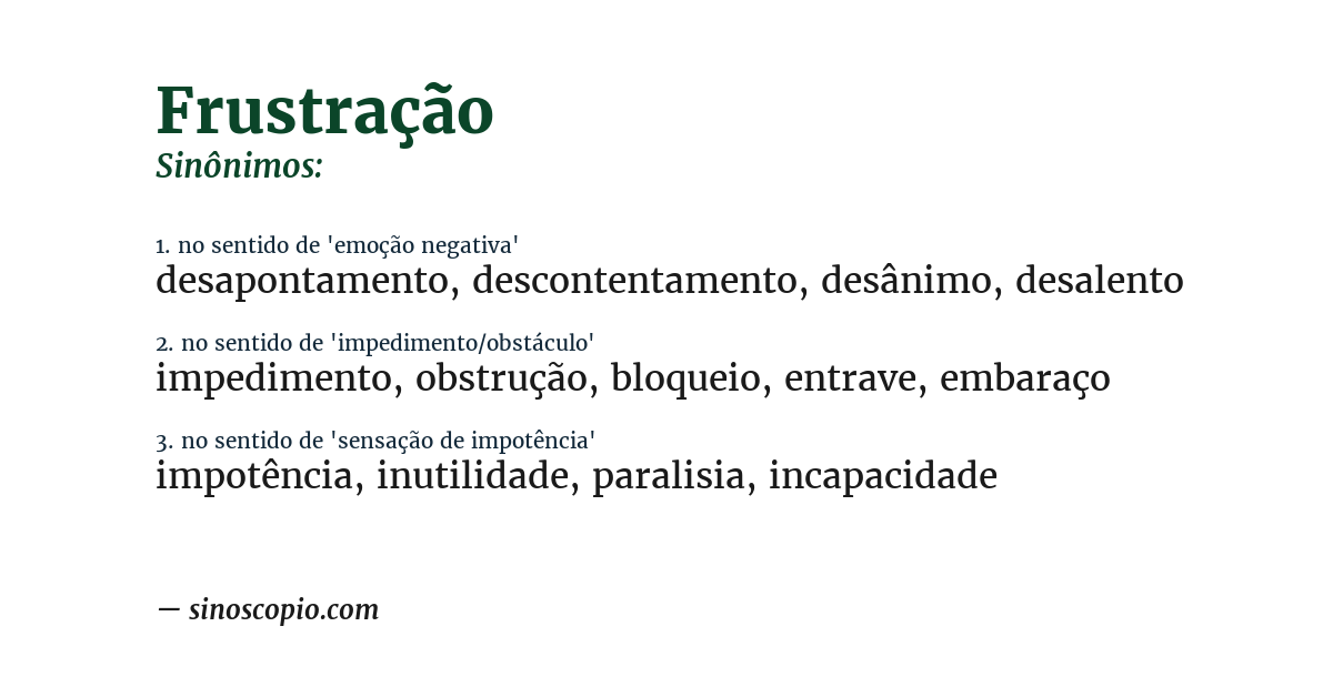 Sinônimo de frustração