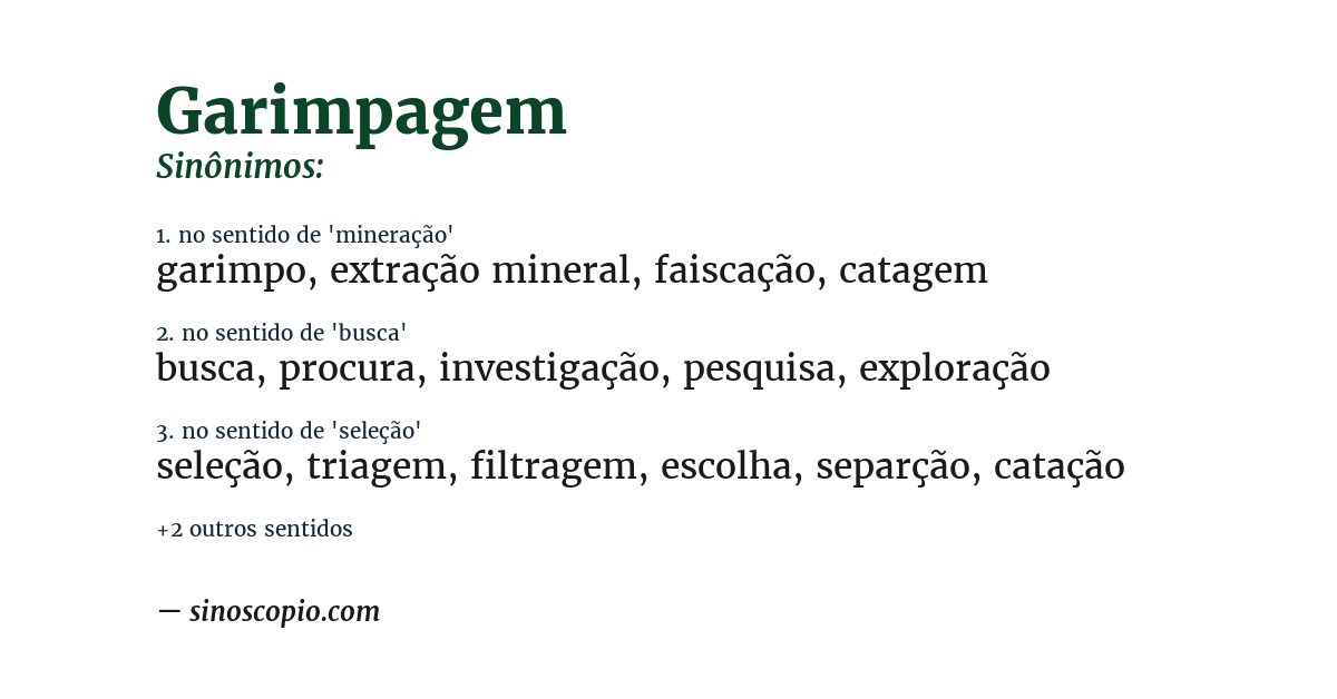 Sinônimo de garimpagem