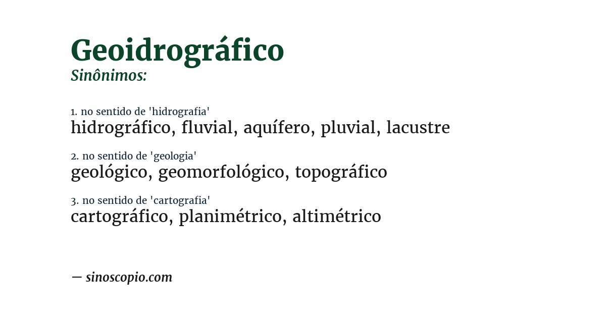 Sinônimo de geoidrográfico