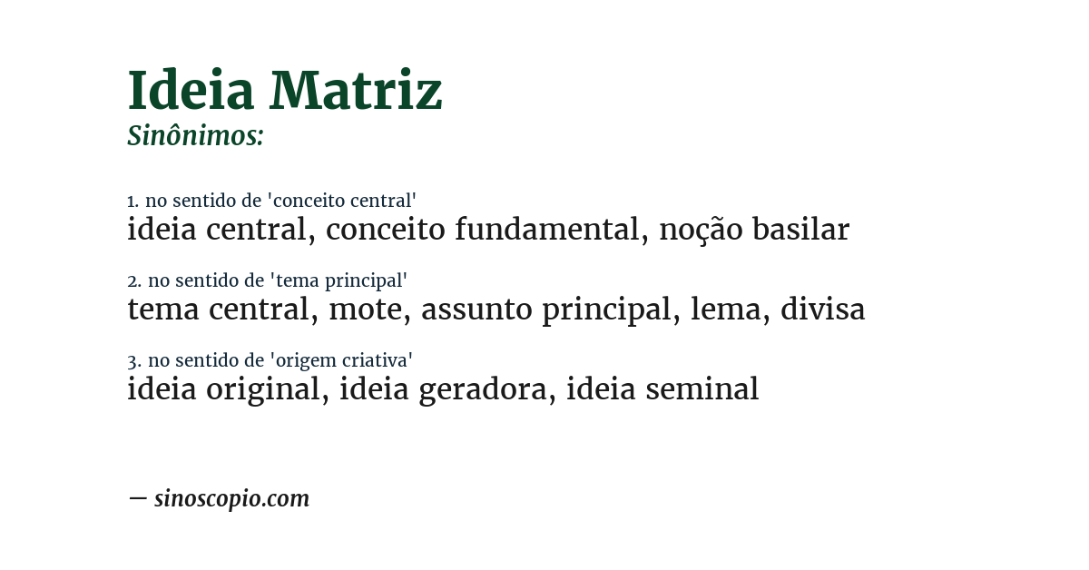 Sinônimo de ideia matriz