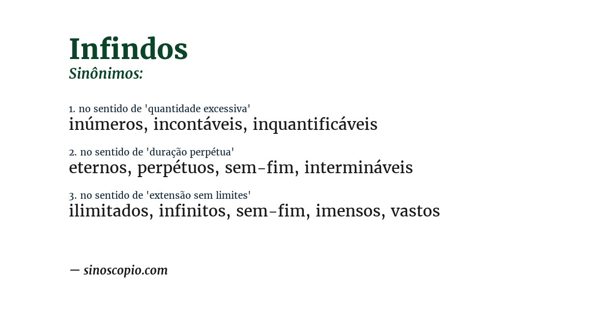 Sinônimo de infindos