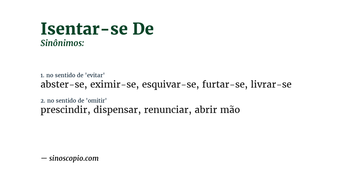 Sinônimo de isentar-se de