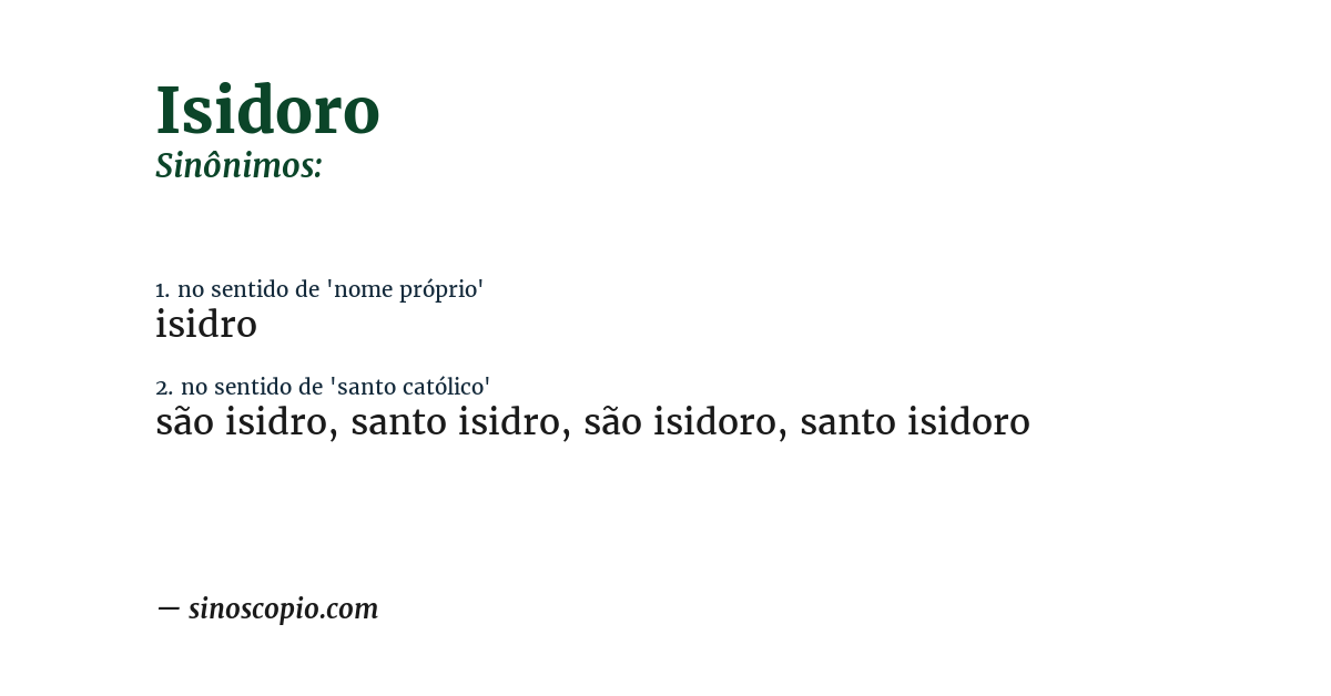 Sinônimo de isidoro